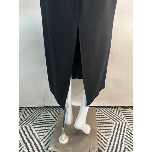 Richard Warren Petites Beaded Sleeve Long Black Dress 10P Black Acetate Blend - Picture 11 of 16